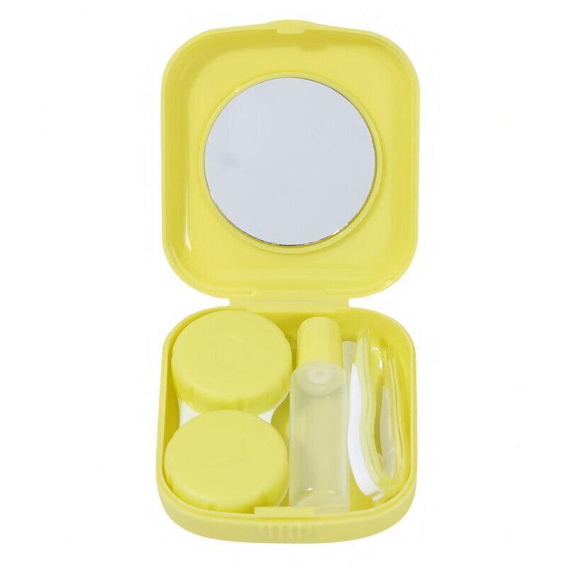 Pocket Plastic Mini Contact Lens Case Kit Outdoor Travel Holder Mirror Container - Blue 10