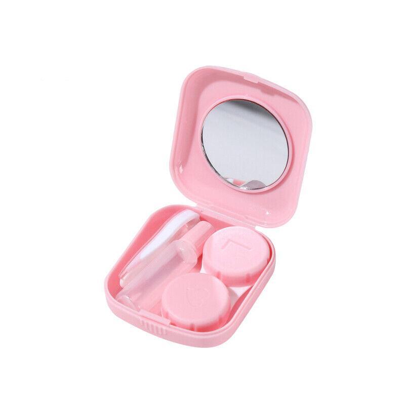Pocket Plastic Mini Contact Lens Case Kit Outdoor Travel Holder Mirror Container - Pink 8