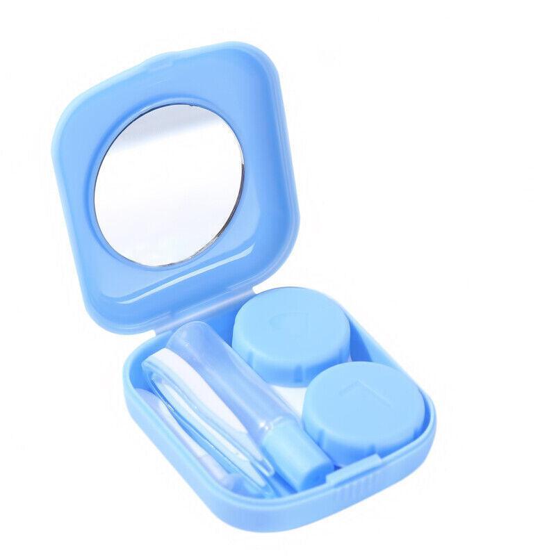 Pocket Plastic Mini Contact Lens Case Kit Outdoor Travel Holder Mirror Container - Yellow 7