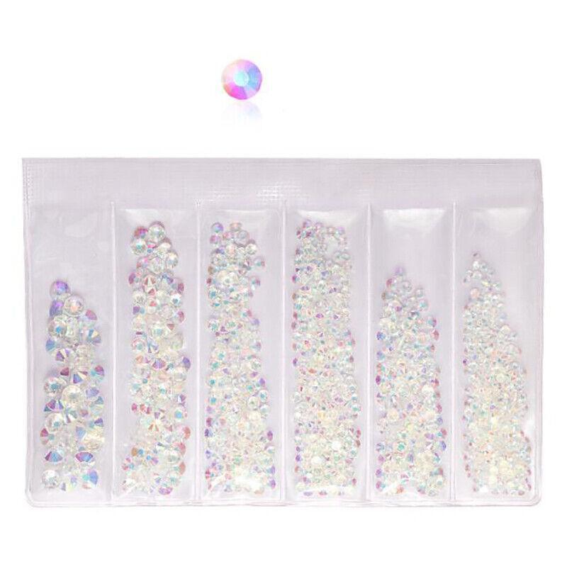 1440Pcs Glitter Rhinestones Crystal Clear Flat Bottom Glass Nail Art Nail Drill - Black 14