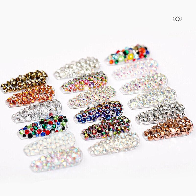1440Pcs Glitter Rhinestones Crystal Clear Flat Bottom Glass Nail Art Nail Drill - Colourful 5