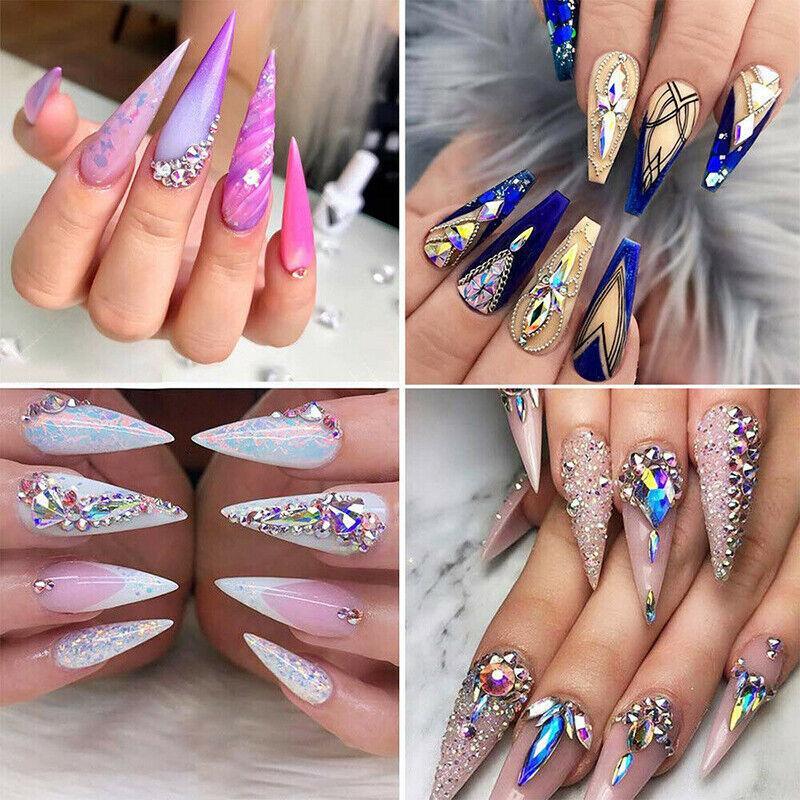 1440Pcs Glitter Rhinestones Crystal Clear Flat Bottom Glass Nail Art Nail Drill - Dark Green 4