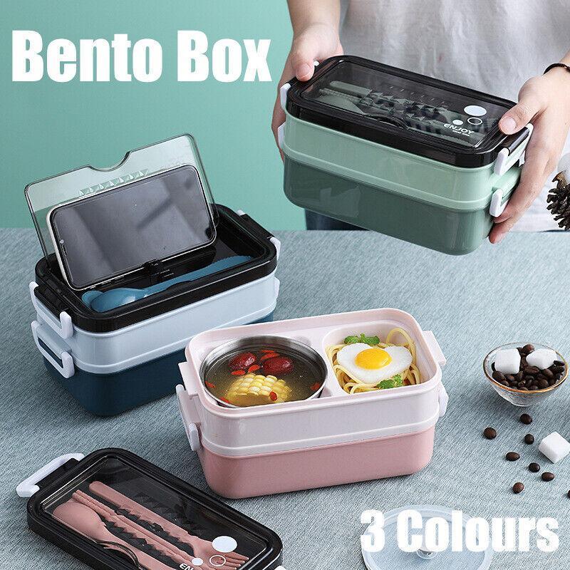 Bento Box Lunch Containers Food Microwave Stainless Portable Dinnerware Au - Pink