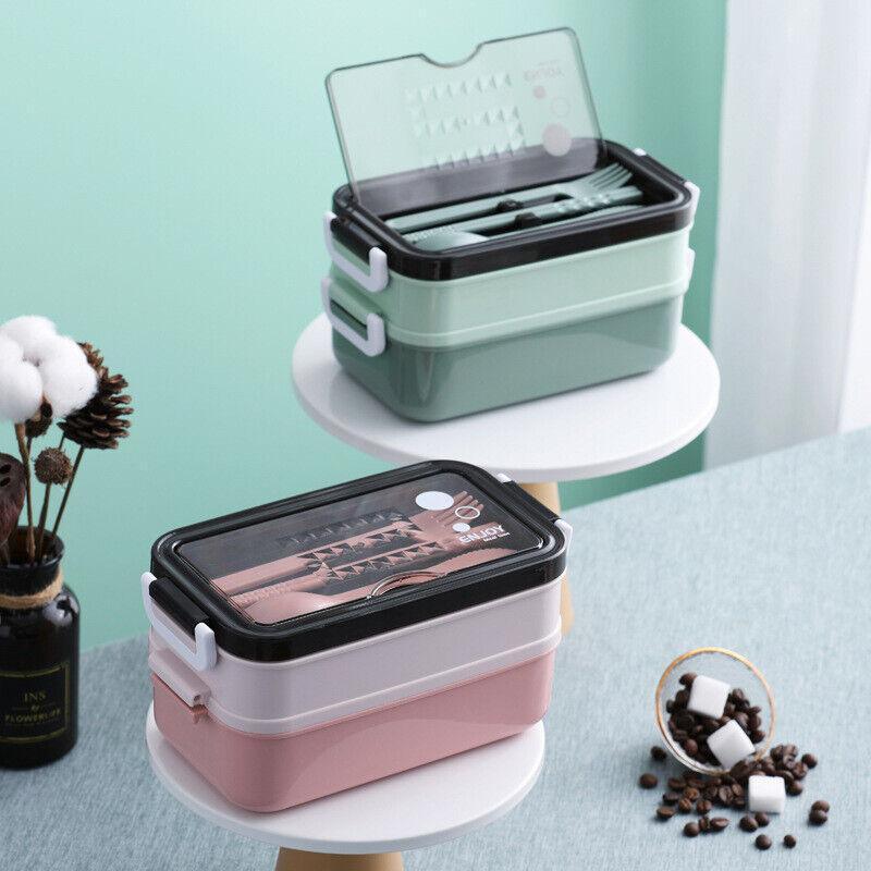 Bento Box Lunch Containers Food Microwave Stainless Portable Dinnerware Au - Pink 5