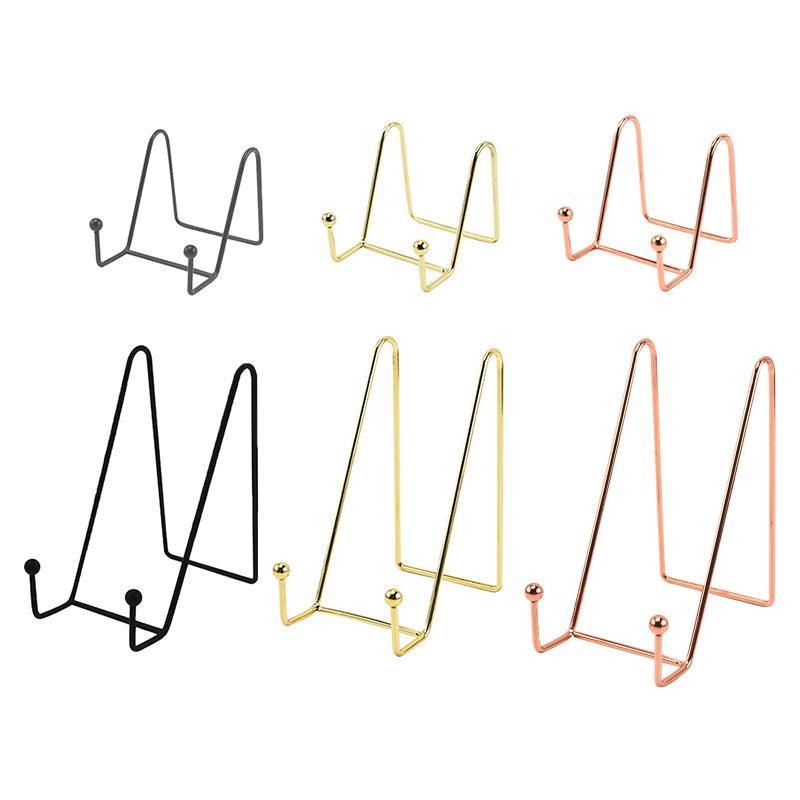 Iron Display Stand Dish Rack-Plate Bowl Picture Frame Photo Book Pedestal Holder - Gold-S