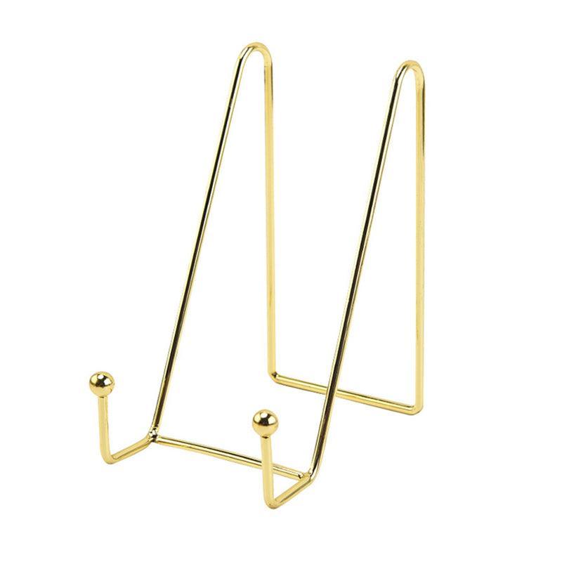 Iron Display Stand Dish Rack-Plate Bowl Picture Frame Photo Book Pedestal Holder - Gold-S 11