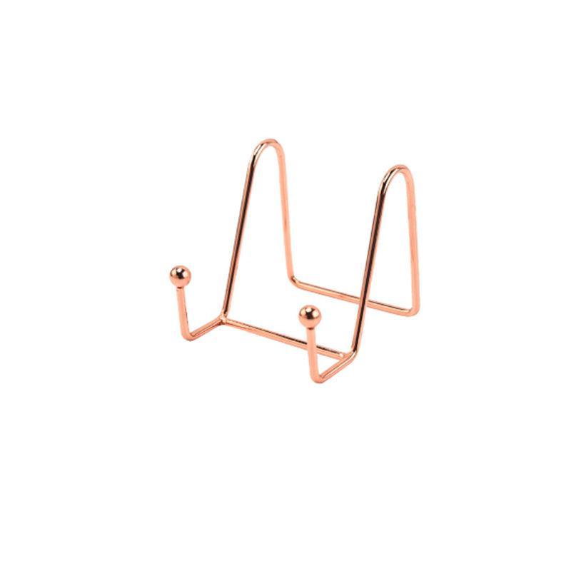 Iron Display Stand Dish Rack-Plate Bowl Picture Frame Photo Book Pedestal Holder - Rose Gold-S 8