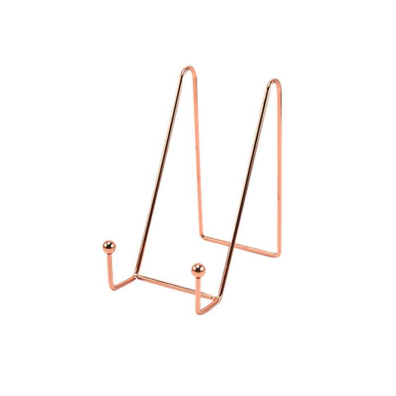 Iron Display Stand Dish Rack-Plate Bowl Picture Frame Photo Book Pedestal Holder - Rose Gold-S 9