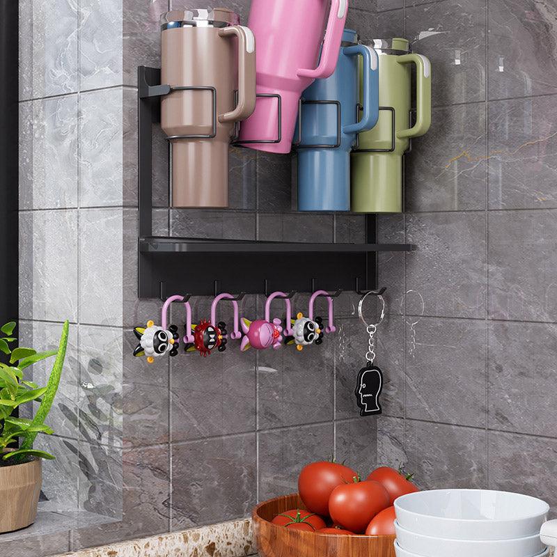 Magnetic Mug Organizer Cup Holder Wall Mount Storage for Kitchen Office Home Use - White 4
