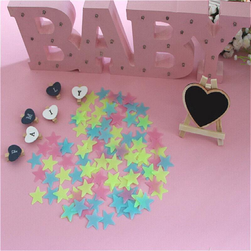100 Pieces Glow-in-the-Dark Luminous Star Wall Stickers for Bedroom or Ceiling Decor - Multicolour 3