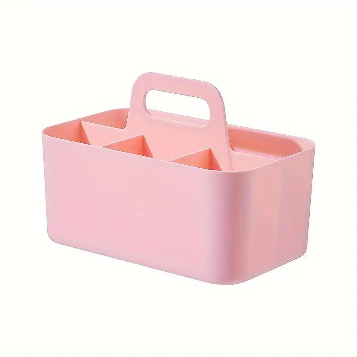Multi Functional Desktop Organizer Compartmentalized Storage Box Portable Basket - Pink 6