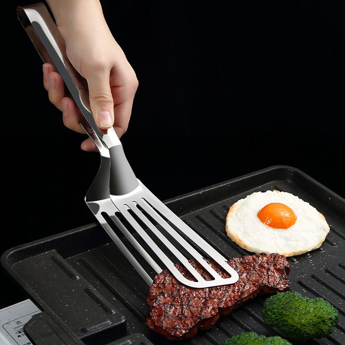 Stainless Steel Steak Tongs Multi-Functional Kitchen Tool for BBQ and Fried Fish 4