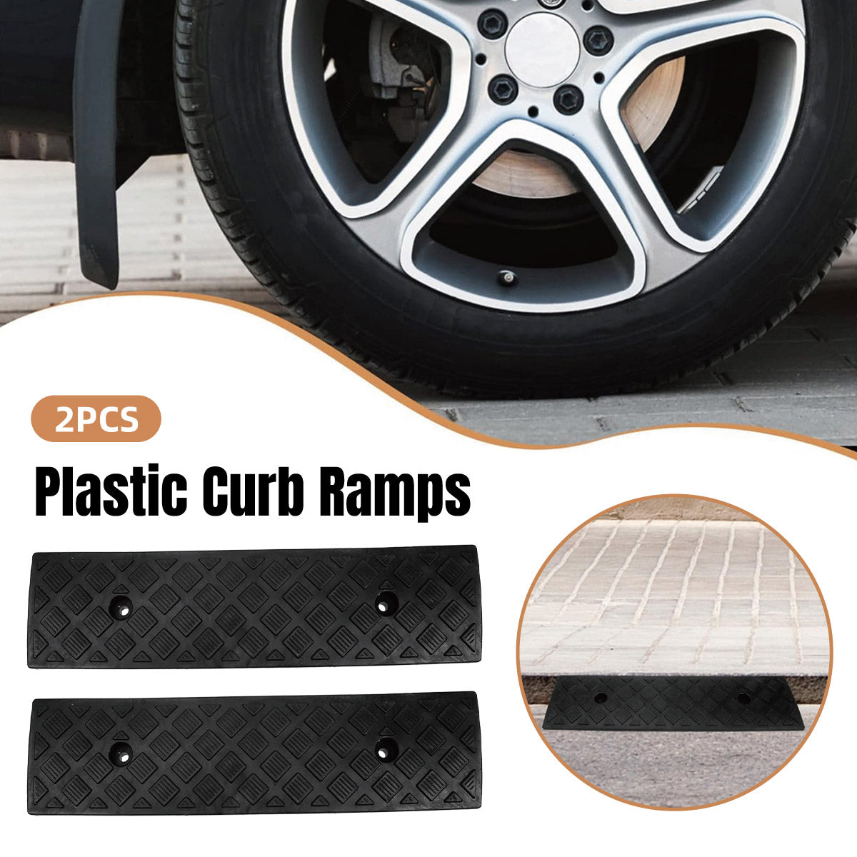 Uphill Step Ramp Pad 2PCS Plastic Slope Threshold Ramp Pad For Driveway Support