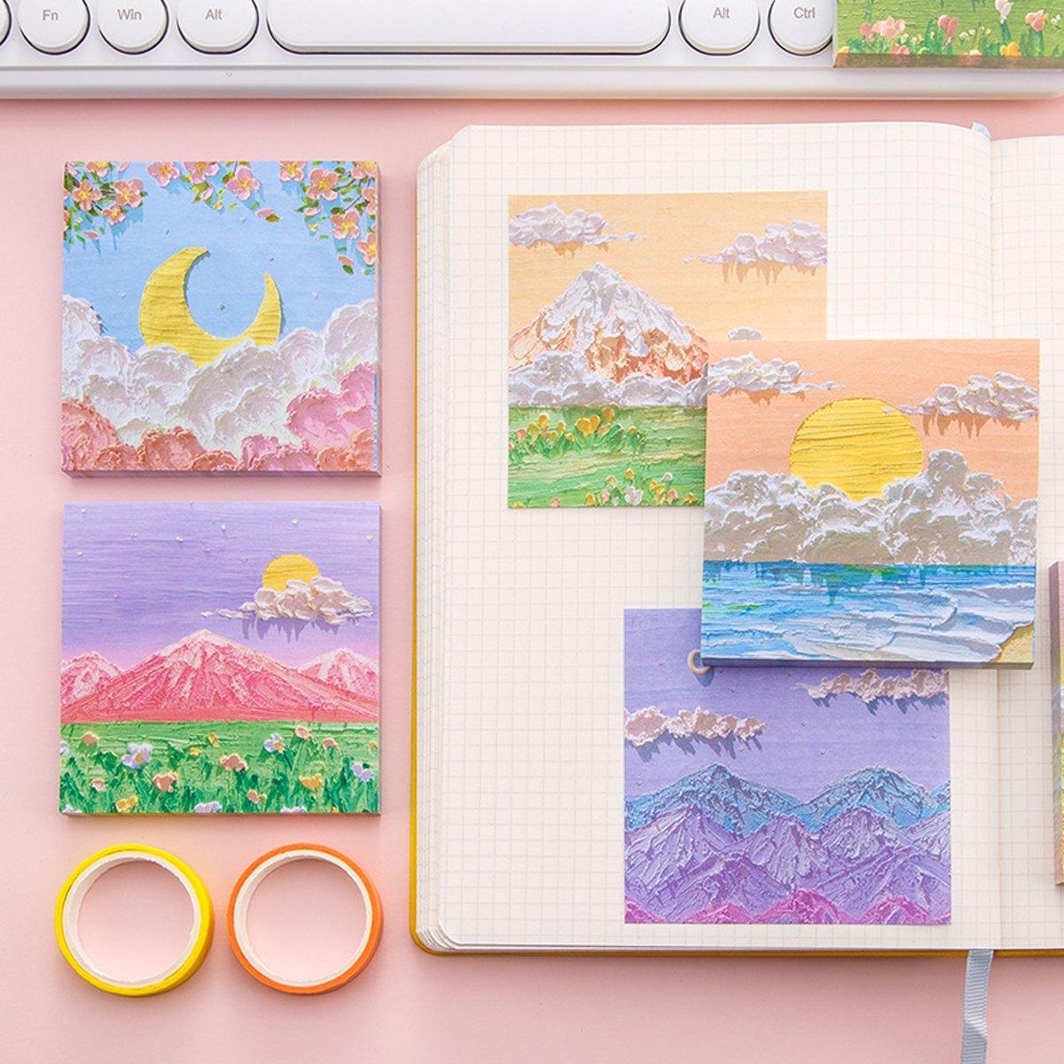 800 Sheets Colorful Oil Painting Sticky Notes Memo Pads Self-Adhesive Notes - 1# 4