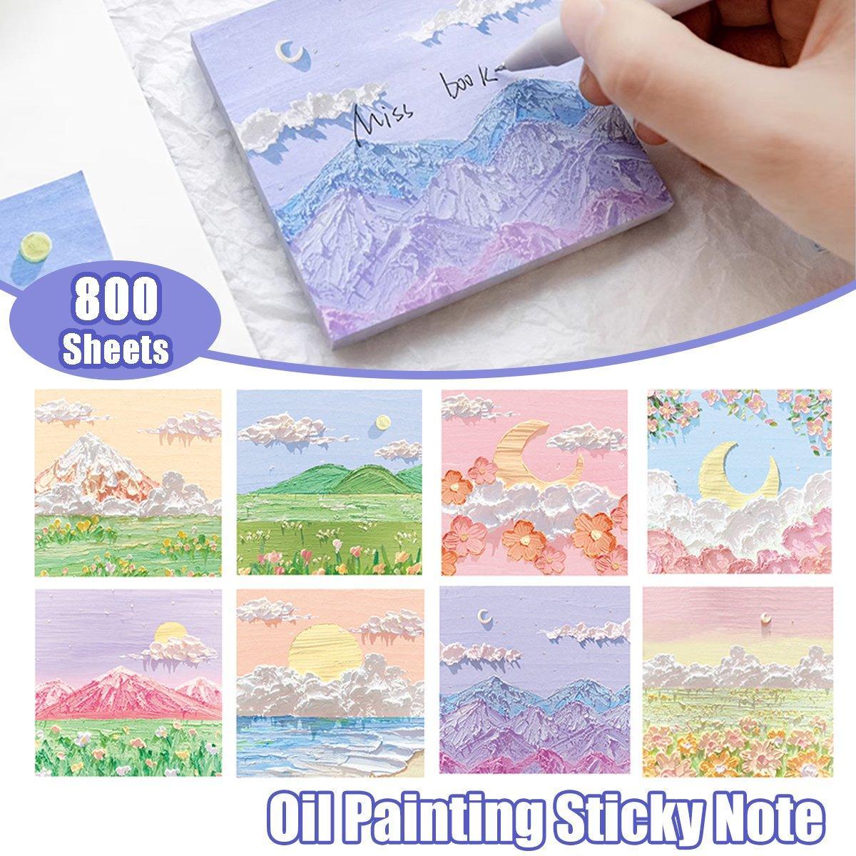 800 Sheets Colorful Oil Painting Sticky Notes Memo Pads Self-Adhesive Notes - 2#