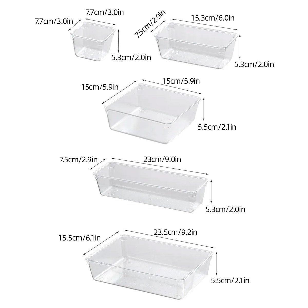 Transparent Plastic Drawer Organiser Set Multifunctional Desktop Storage Box - 13PCS 3