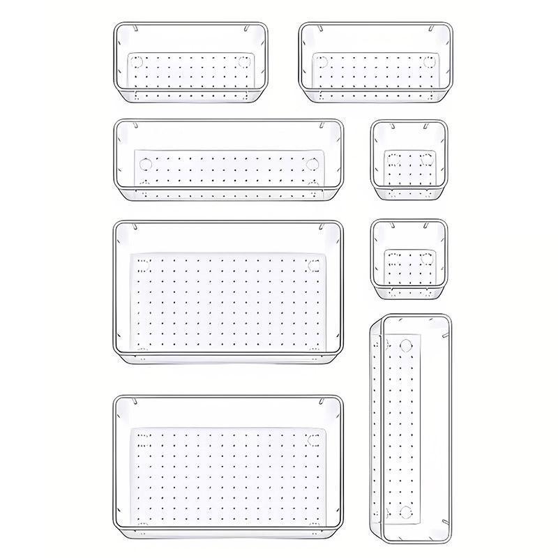 Transparent Plastic Drawer Organiser Set Multifunctional Desktop Storage Box - 13PCS 6