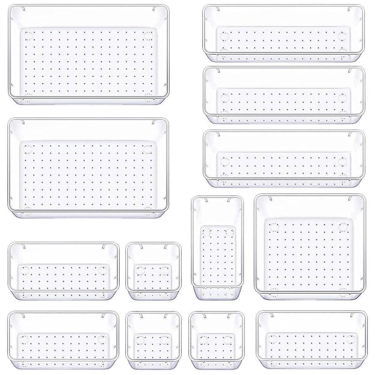 Transparent Plastic Drawer Organiser Set Multifunctional Desktop Storage Box - 13PCS 7