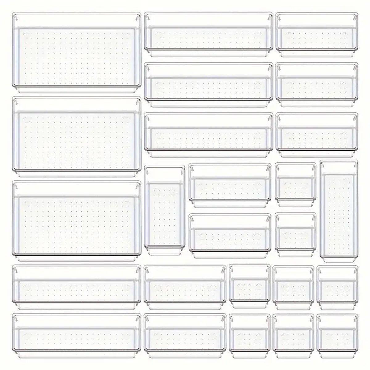 Transparent Plastic Drawer Organiser Set Multifunctional Desktop Storage Box - 13PCS 8