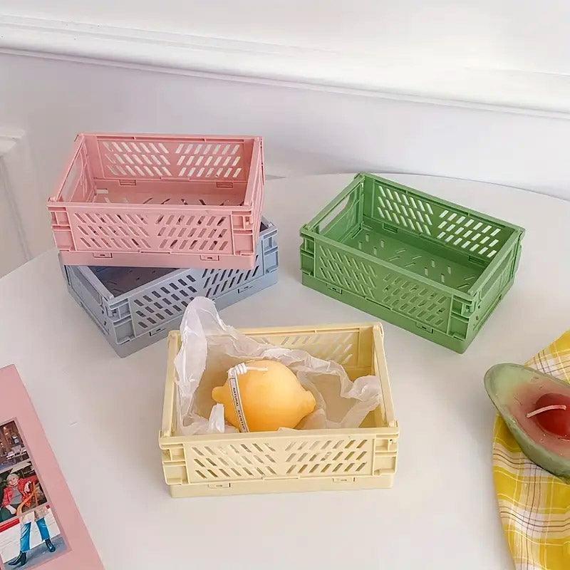 4PCS Collapsible Plastic Storage Box Desktop Organizer Basket Storage Container 4