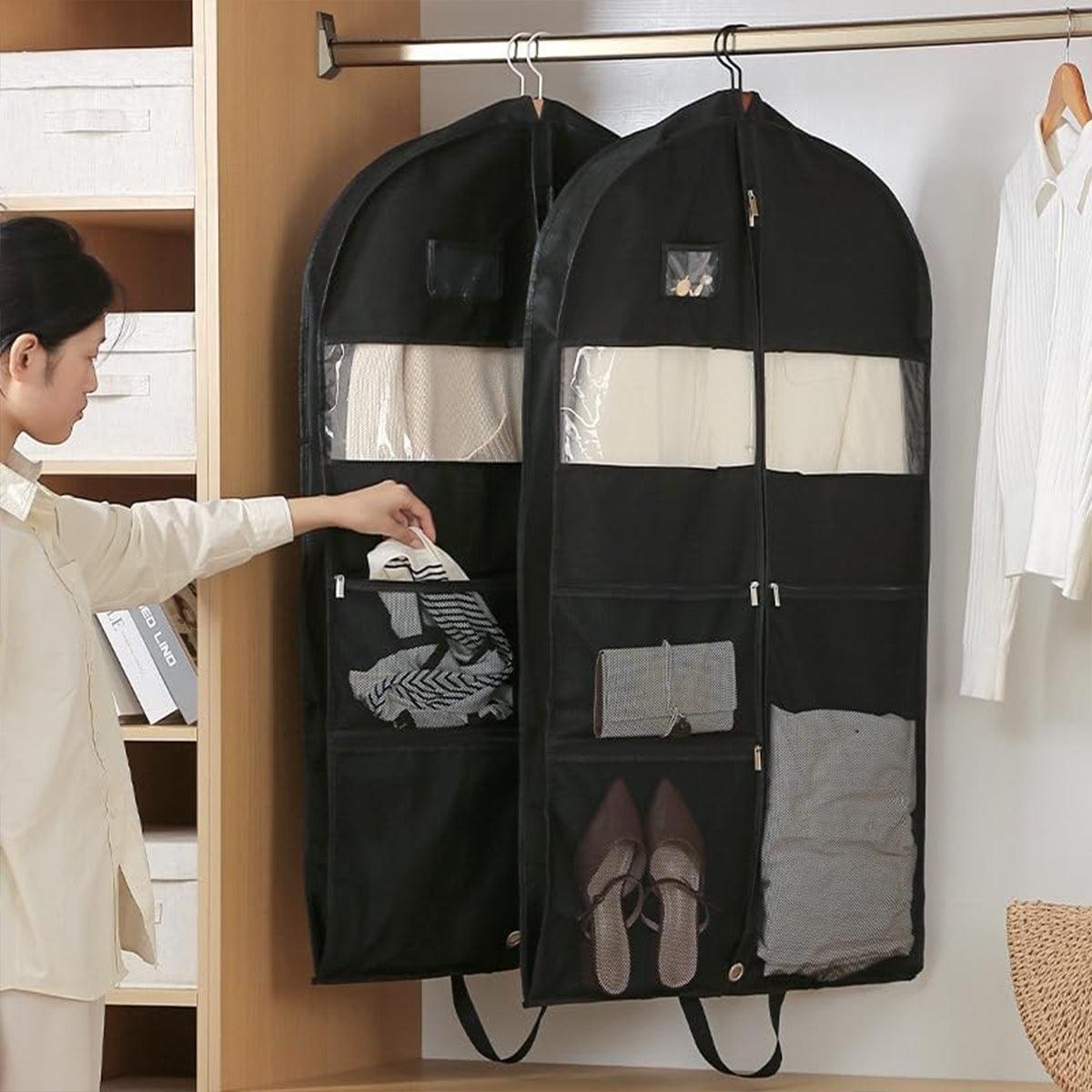 2pcs Hanging Closet Garment Dust Cover Storage Bag Clothes Protector Organizer - 150CM 5