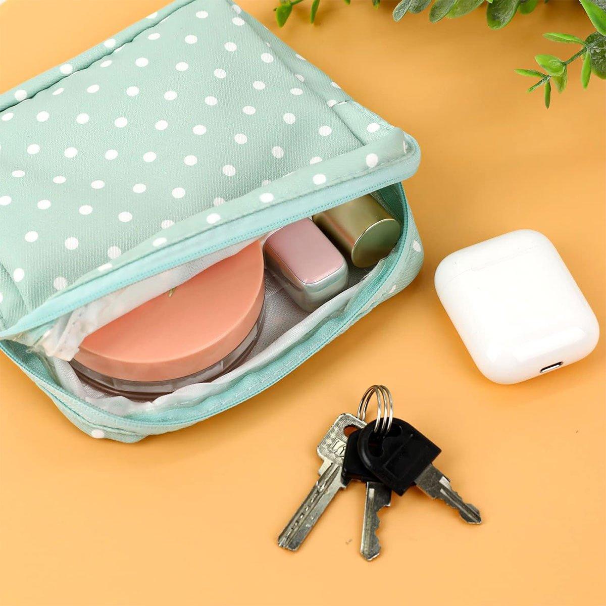 3PCS Cotton Sanitary Napkin Storage Bag Pink Leaves Cactus Dots Portable Pouch 4