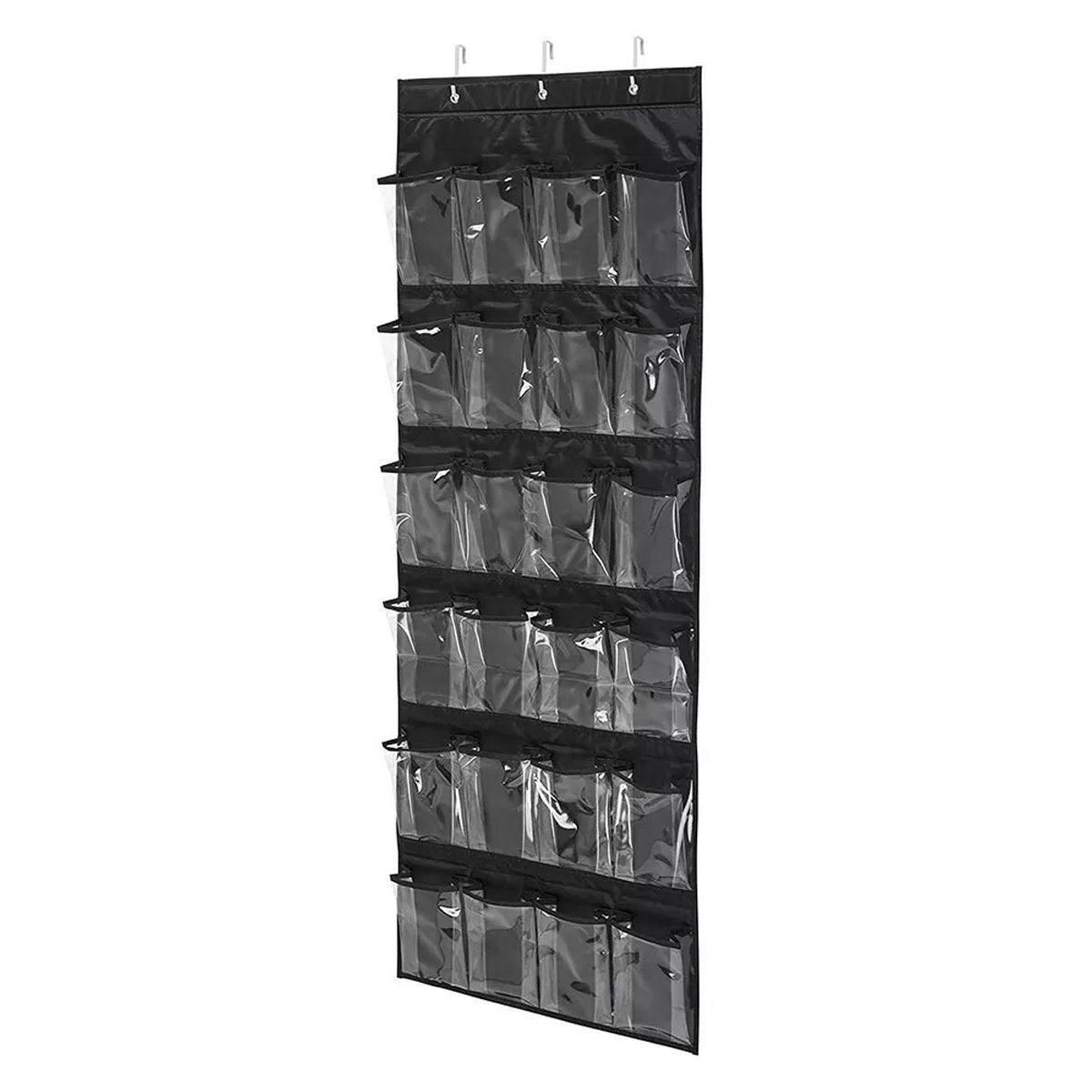 24 Pocket Shoe Organiser Bag Over Door Holder Hanging Shelf Storage Rack Hooks - White 7