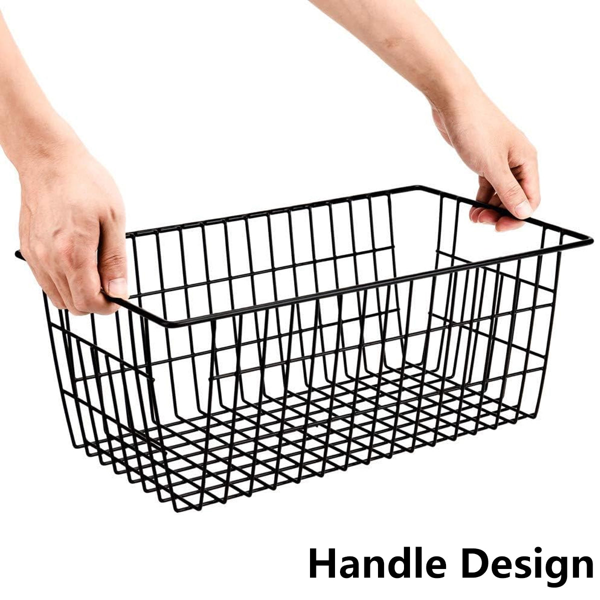2pcs Wire Storage Basket Durable Metal Kitchen Cabinet Pantry Office Organiser 4