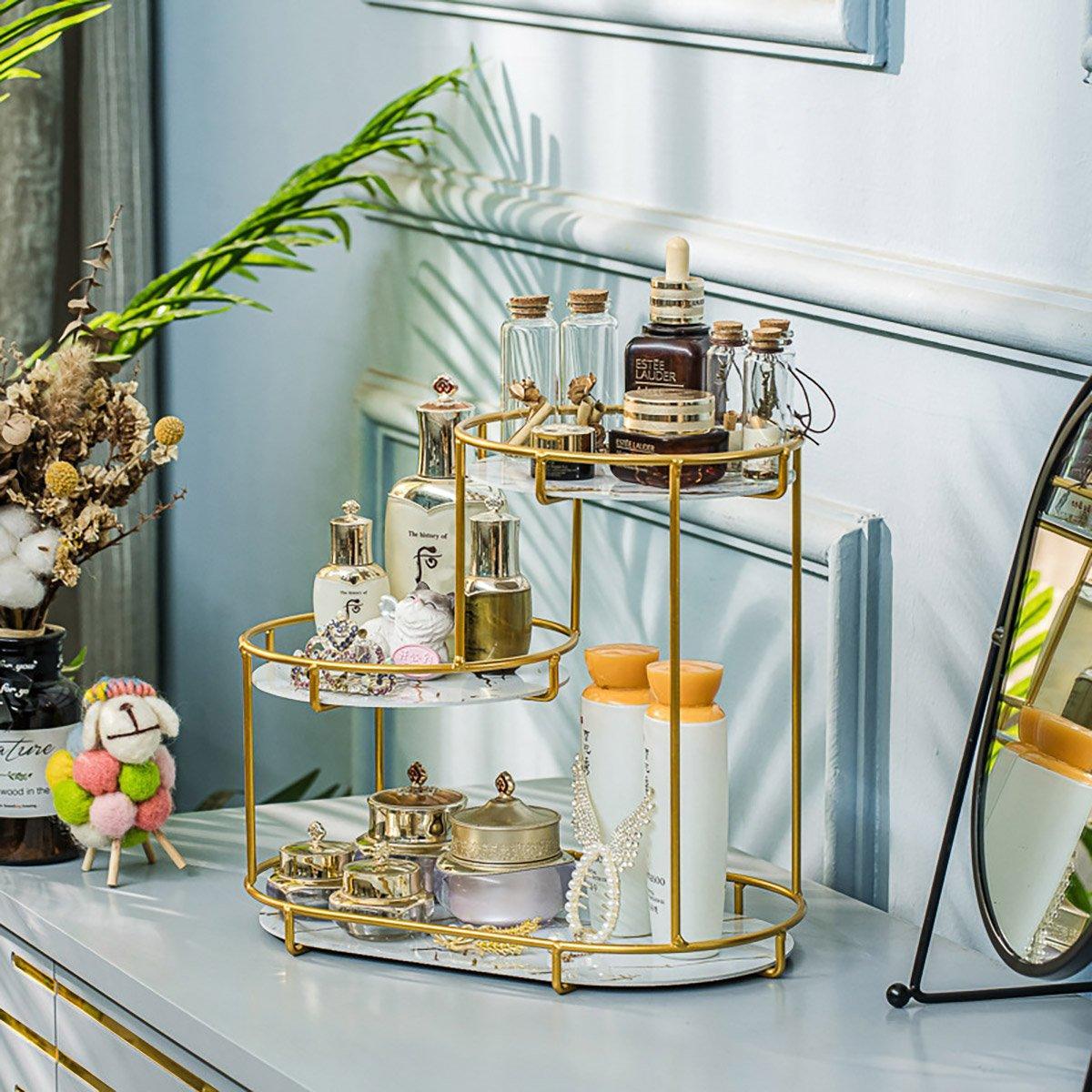 Round Multi-Tier Metal Storage Rack for Bathroom Vanity Kitchen Storage Rack - Black 5