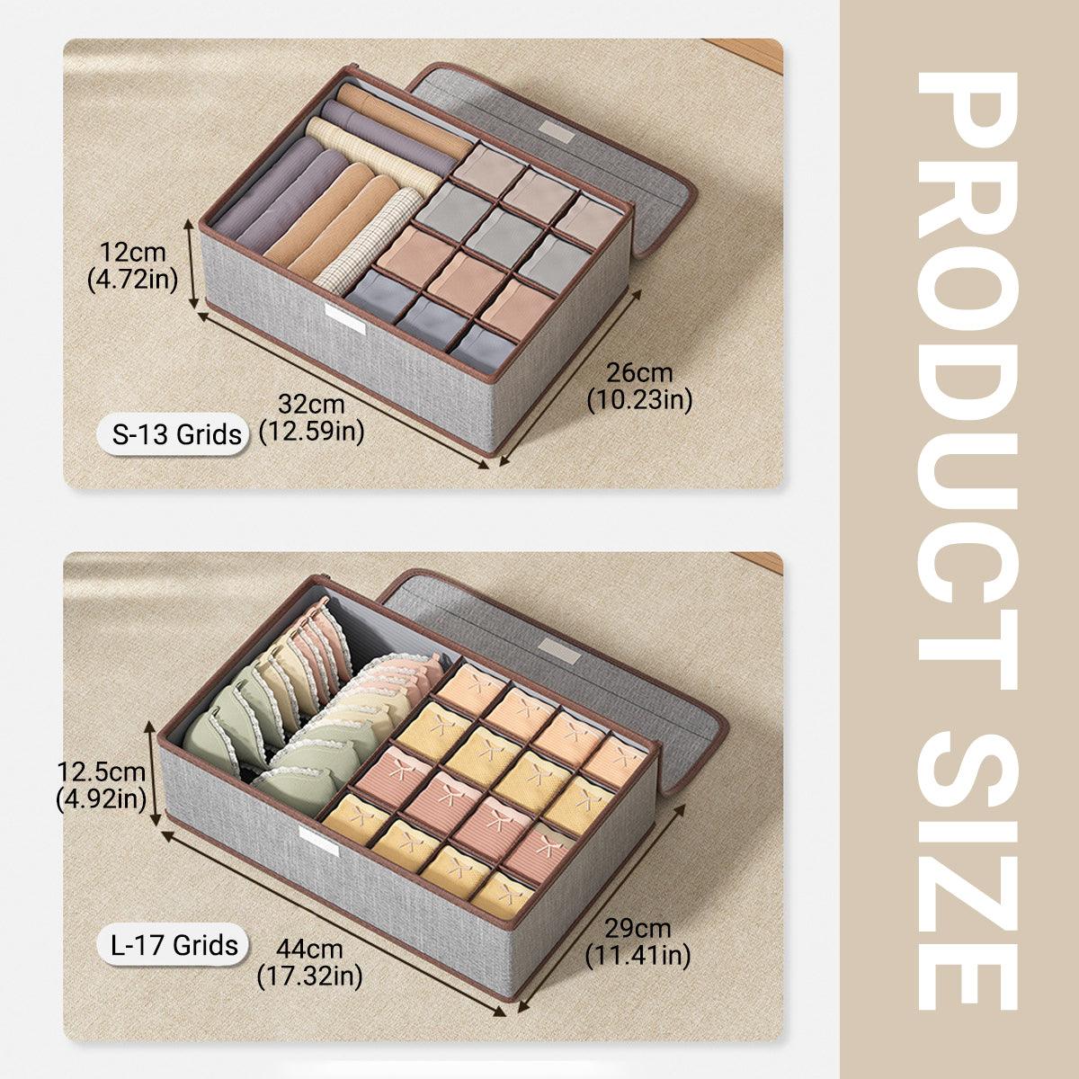 2pcs Drawer Organizer Divider Foldable Storage Box for Bra Sock Underwear Closet - Beige 3