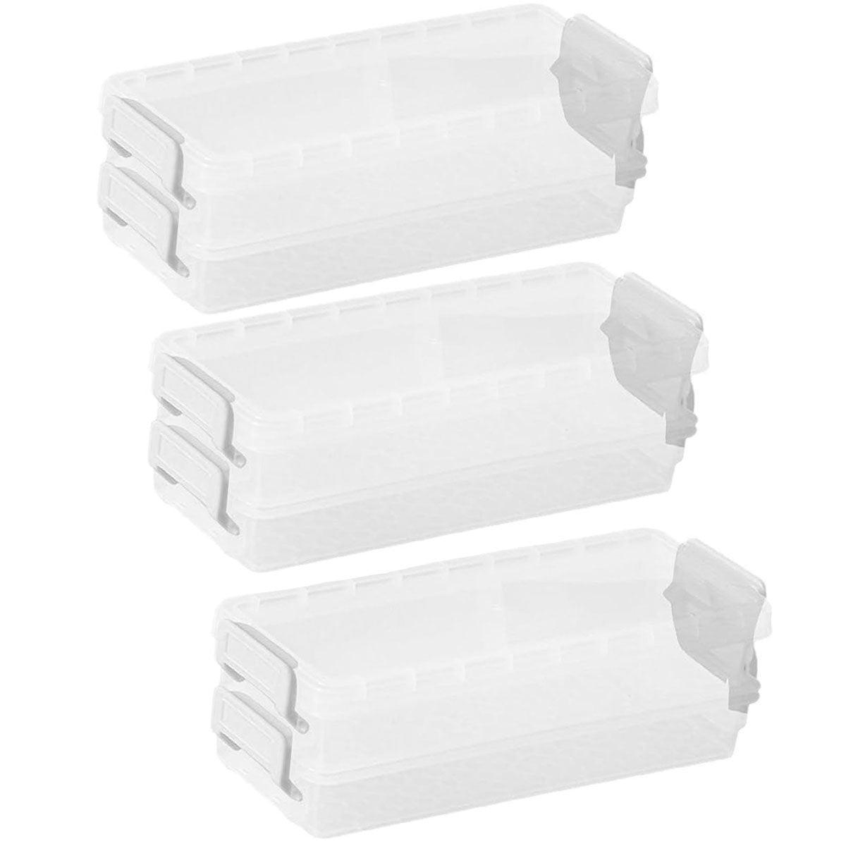 3PCS Clear Plastic Desktop Storage Box 2 Layer Holder DIY Stationery Pencil Case - Grey 10