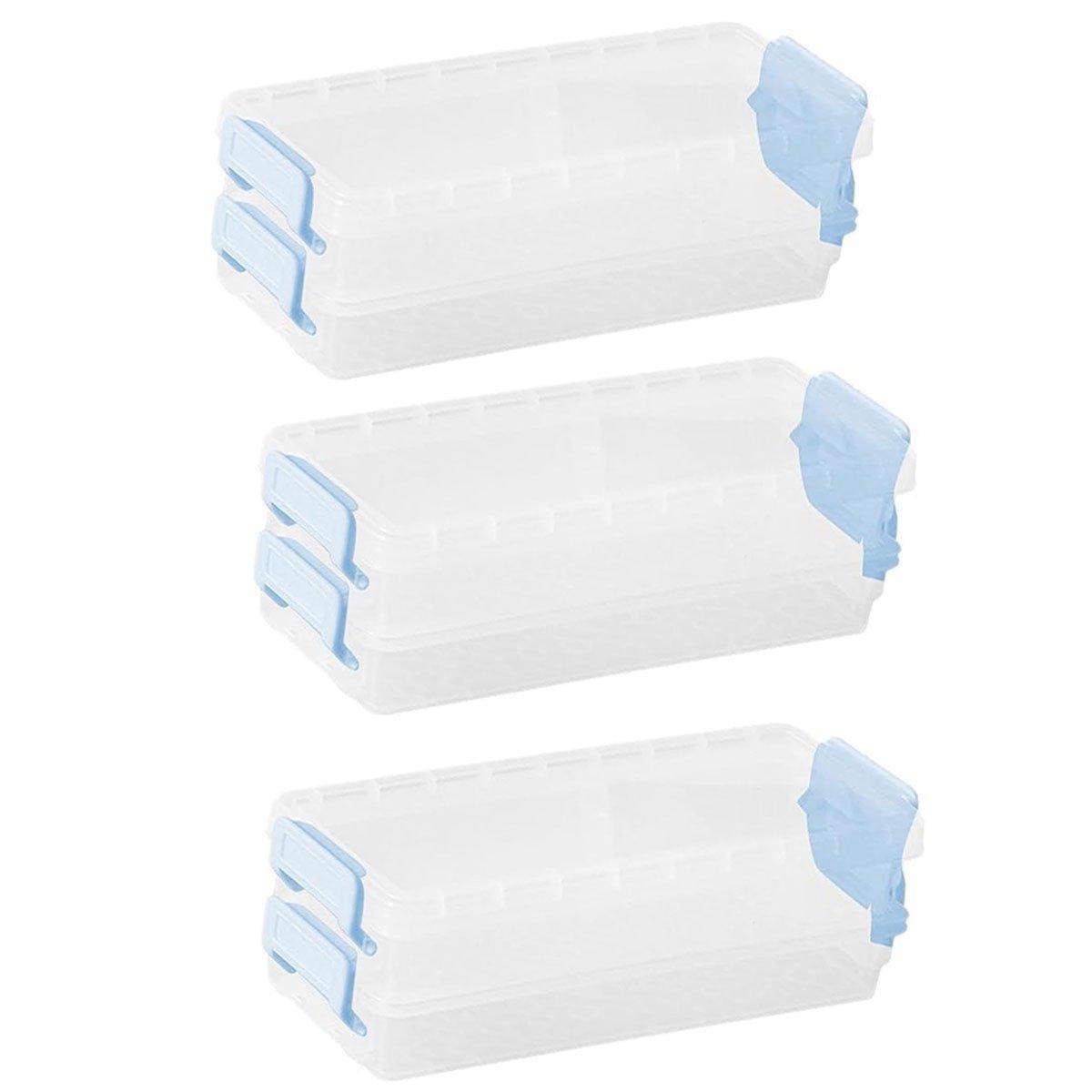 3PCS Clear Plastic Desktop Storage Box 2 Layer Holder DIY Stationery Pencil Case - Grey 11