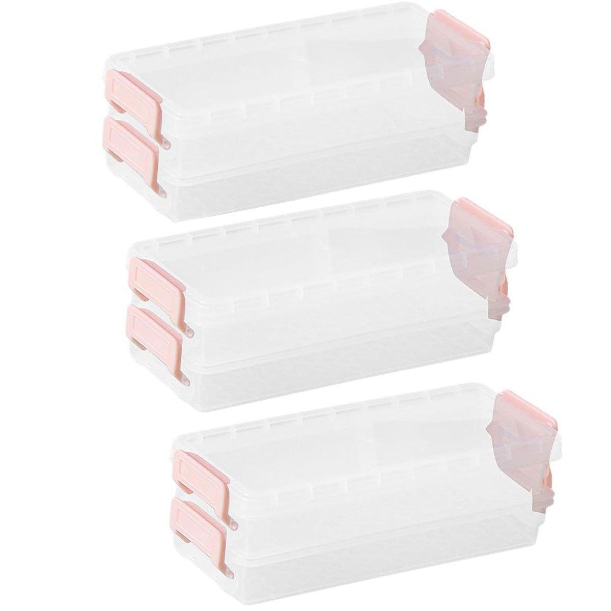 3PCS Clear Plastic Desktop Storage Box 2 Layer Holder DIY Stationery Pencil Case - Yellow 7