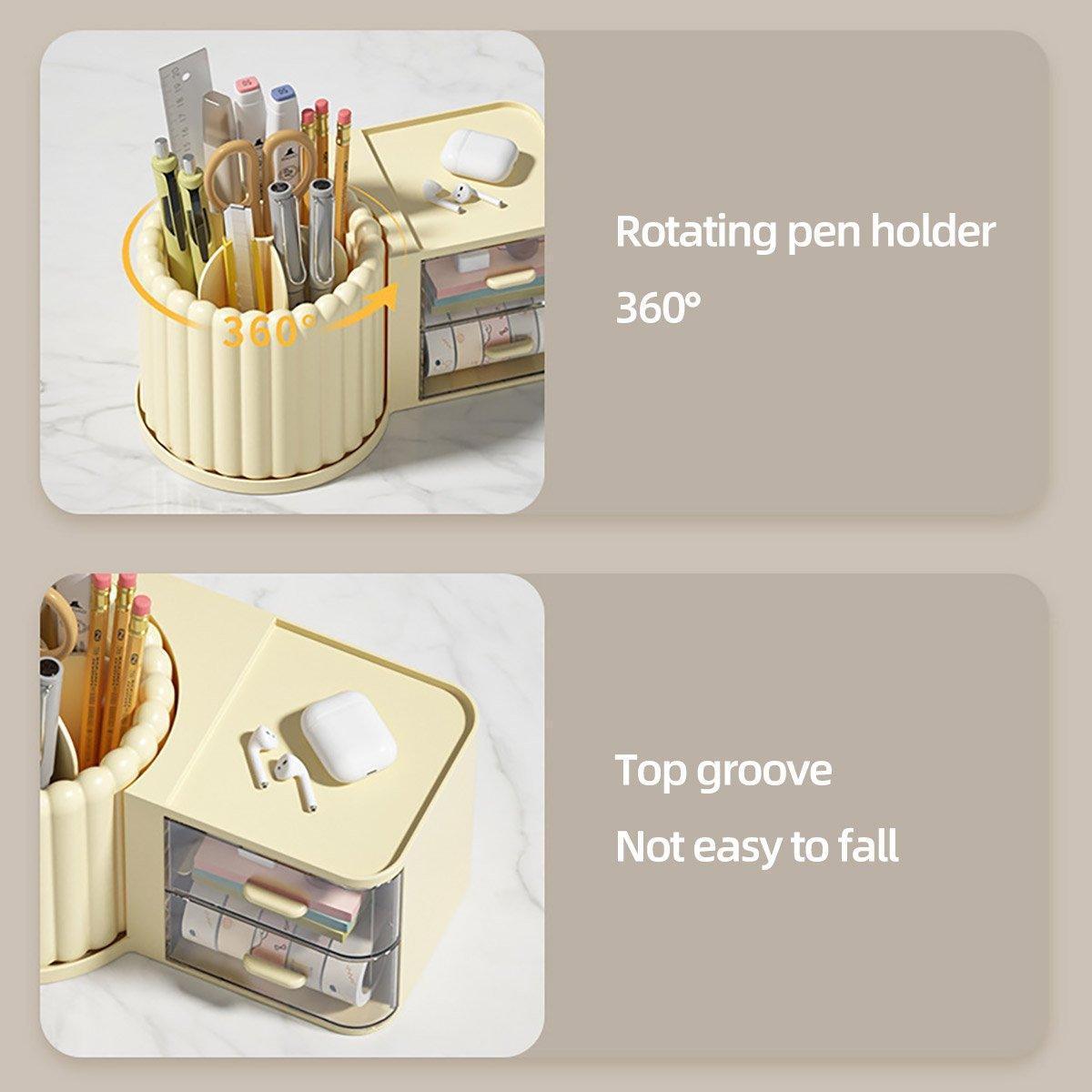 Rotating Cosmetic Pen Holder Dustproof Waterproof Storage Box Sanitary Organizer - White 5