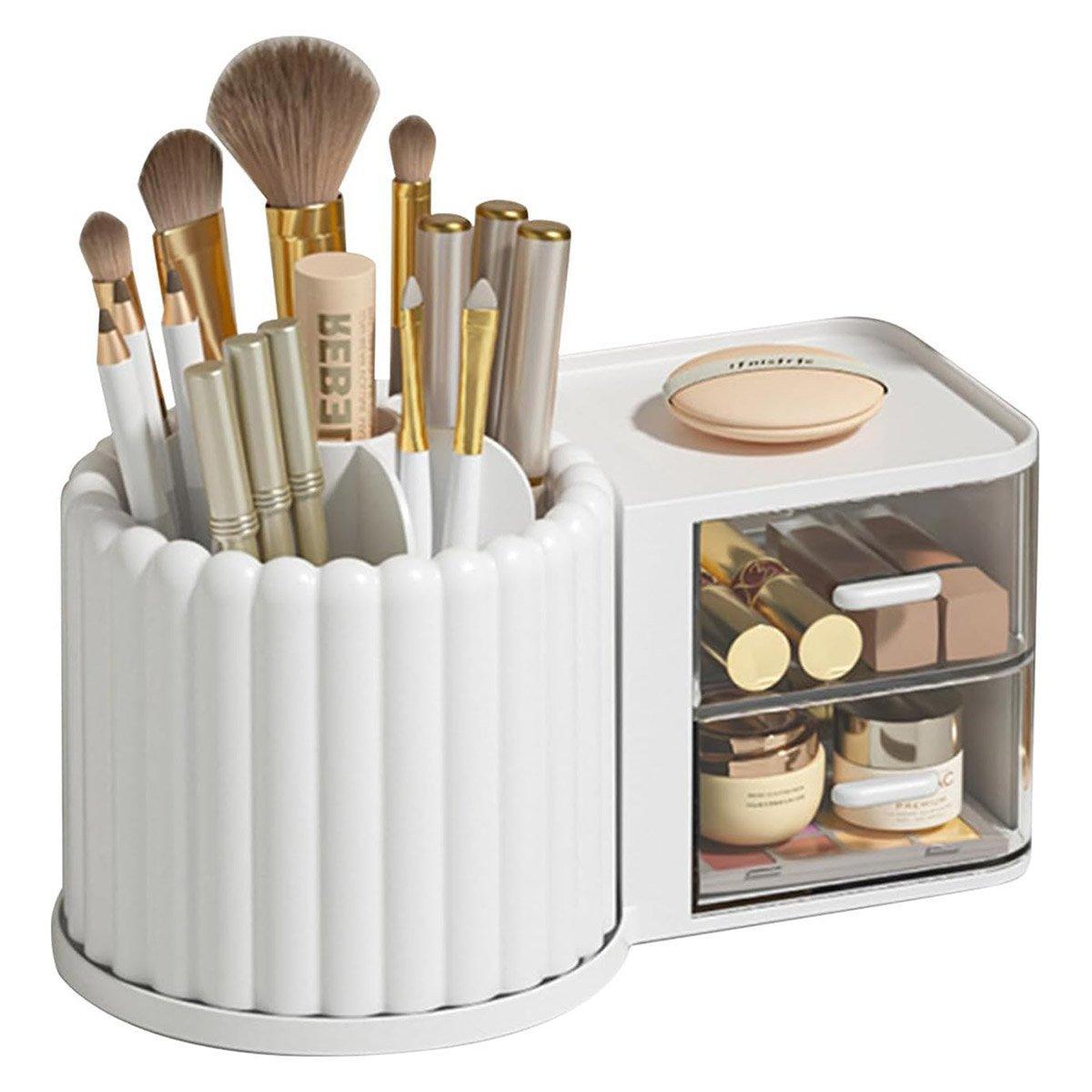Rotating Cosmetic Pen Holder Dustproof Waterproof Storage Box Sanitary Organizer - White 6