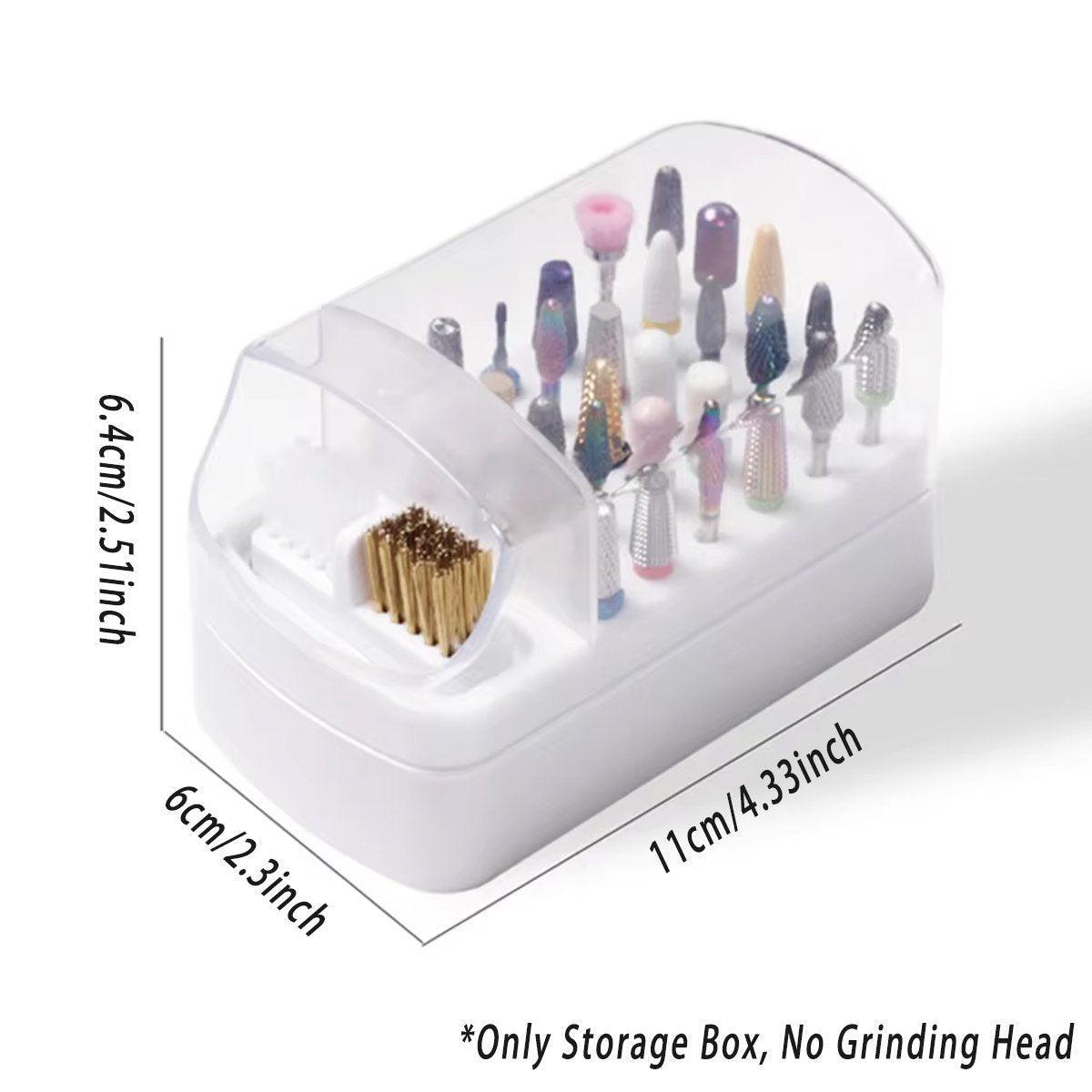 Nail Drill Bit Holder 30 Hole Dustproof Organizer Display Storage Box Nail Tool - White 3