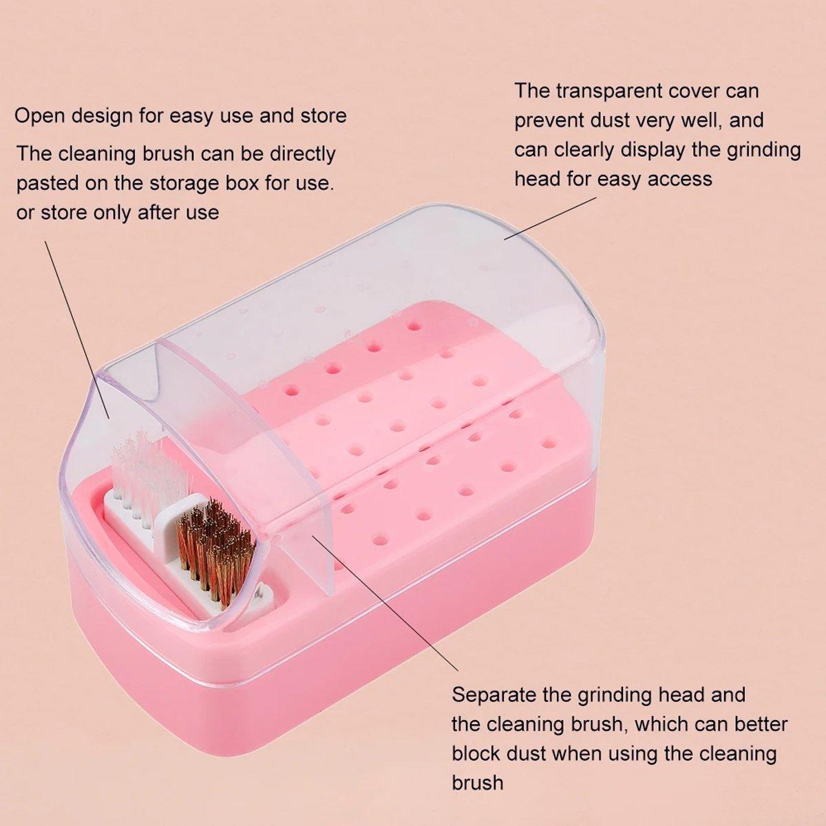 Nail Drill Bit Holder 30 Hole Dustproof Organizer Display Storage Box Nail Tool - White 4