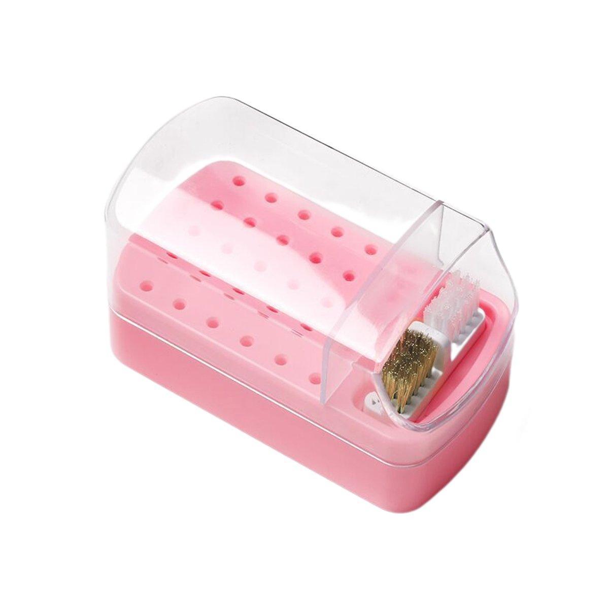 Nail Drill Bit Holder 30 Hole Dustproof Organizer Display Storage Box Nail Tool - White 6