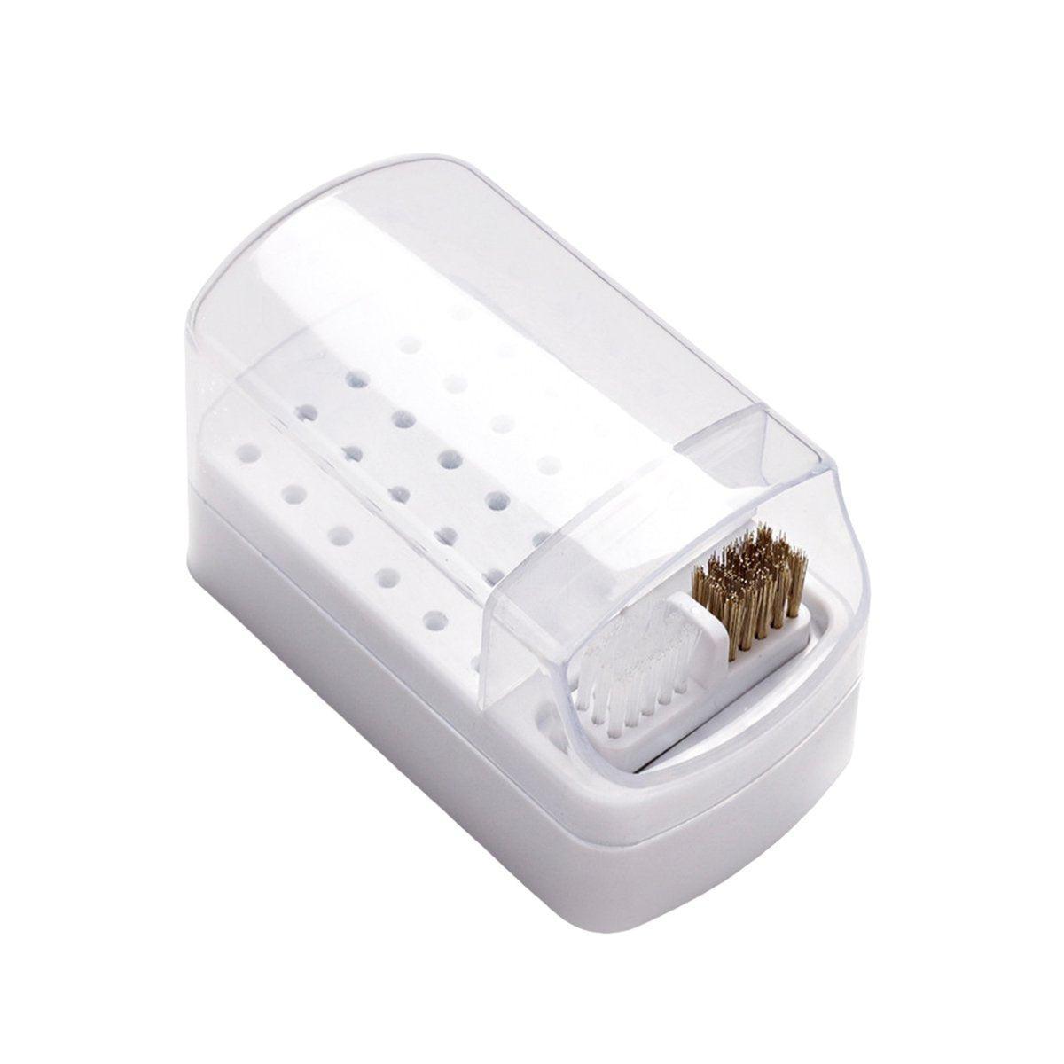 Nail Drill Bit Holder 30 Hole Dustproof Organizer Display Storage Box Nail Tool - White 7