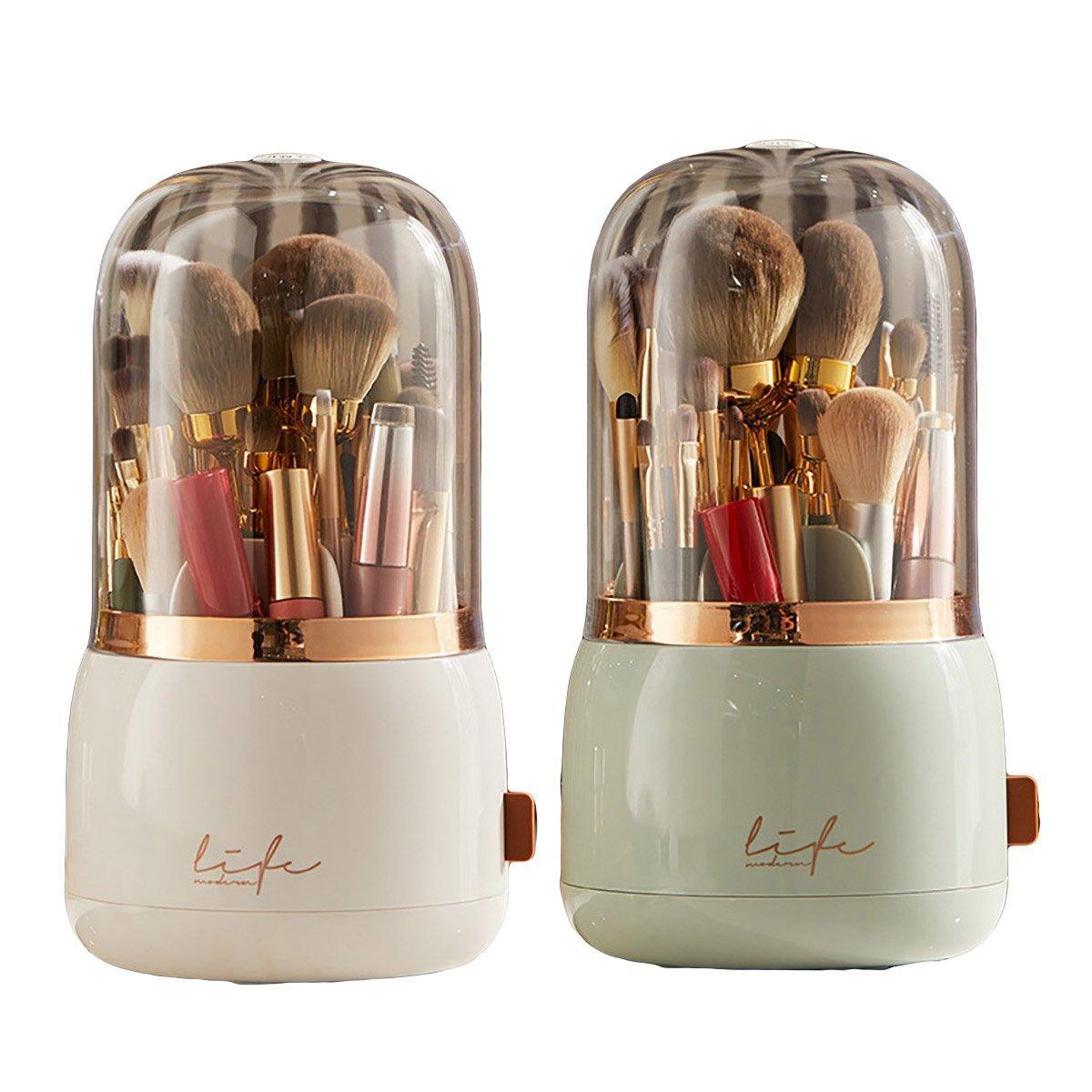 Luxury Cosmetic Brush Box Dustproof Makeup Storage Box for Lipstick Eyebrow Pen - White