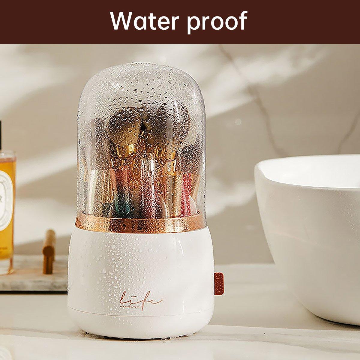 Luxury Cosmetic Brush Box Dustproof Makeup Storage Box for Lipstick Eyebrow Pen - White 4