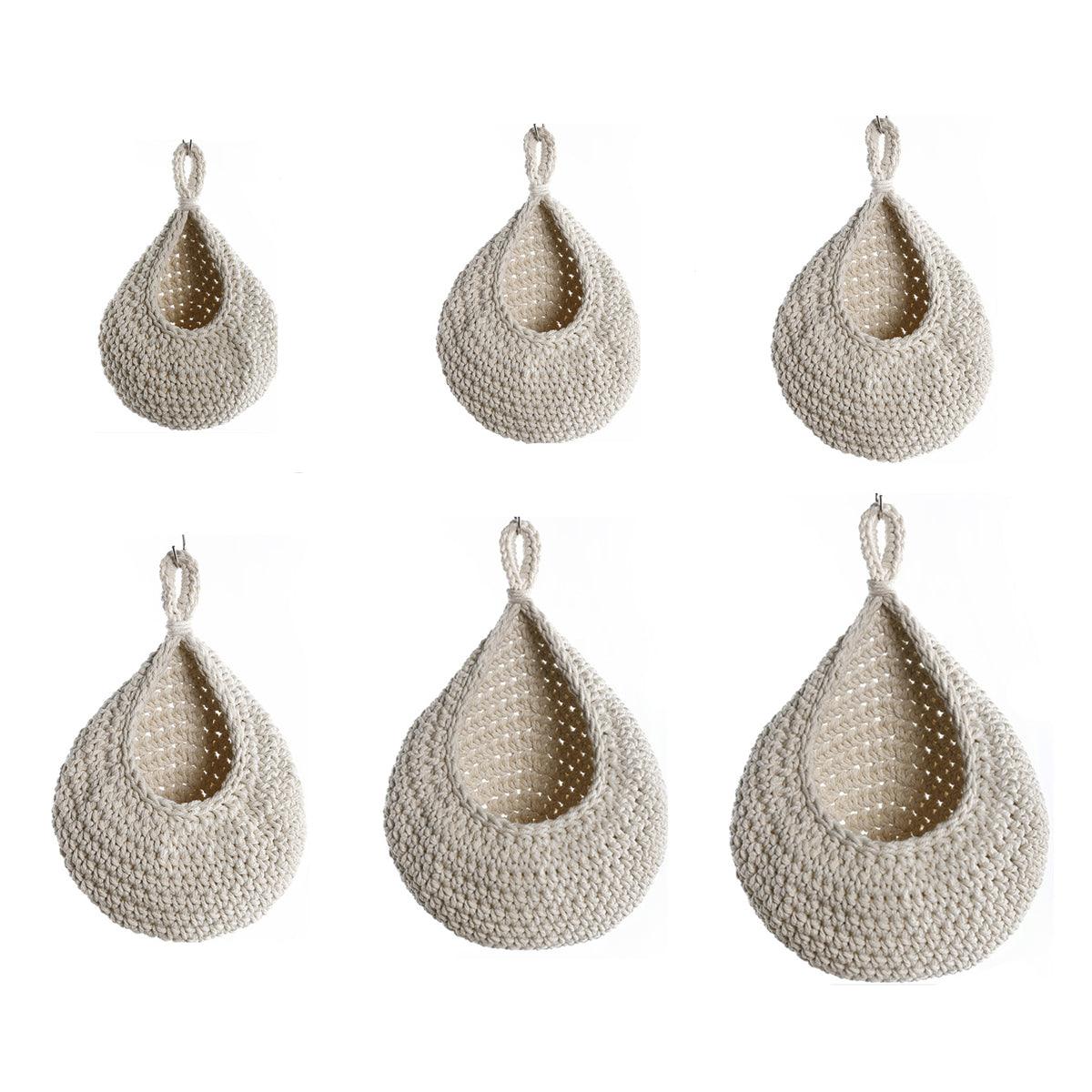 Cotton Rope Woven Storage Basket Wall Mount Fruit Vegetable Organizer Container - Max