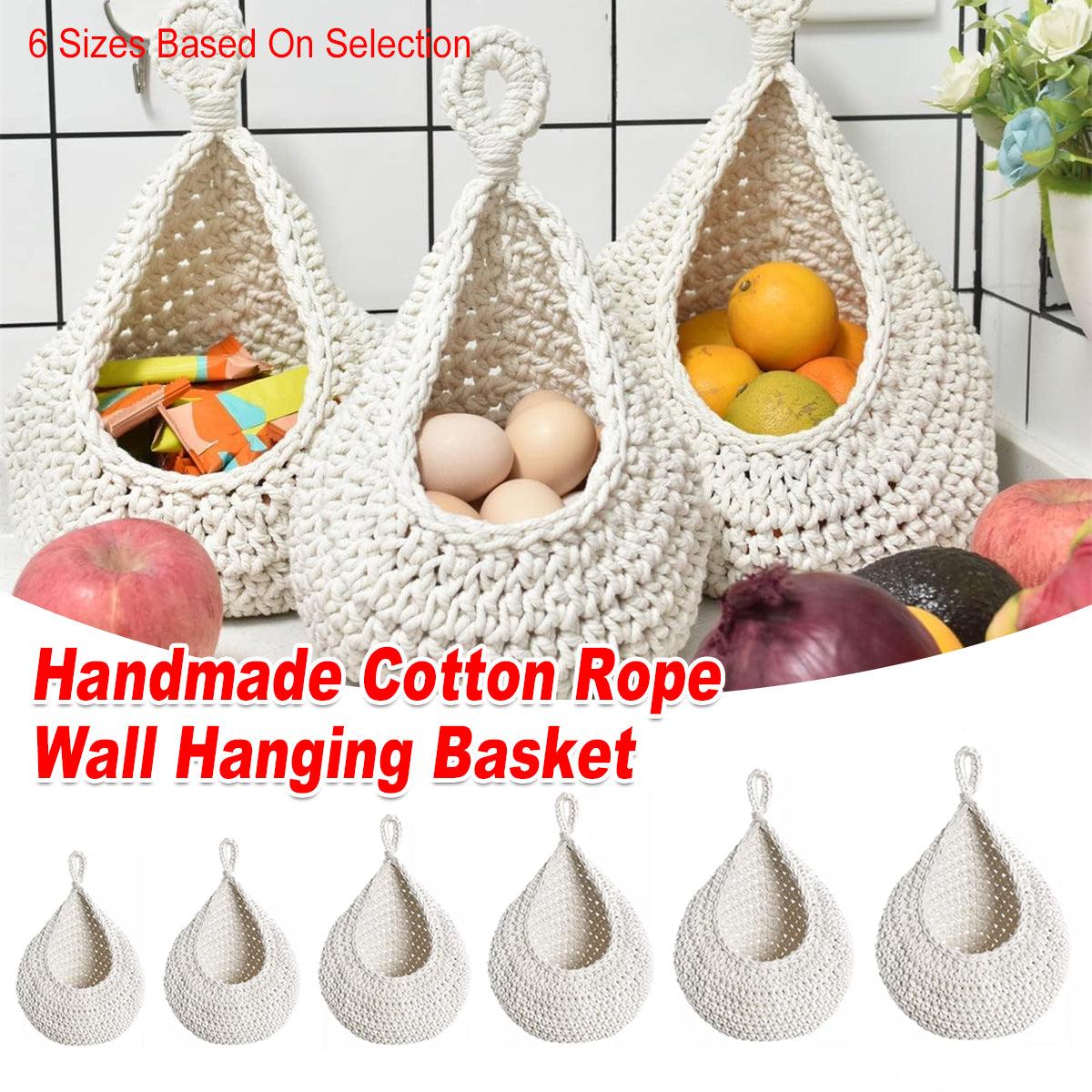 Cotton Rope Woven Storage Basket Wall Mount Fruit Vegetable Organizer Container - XL