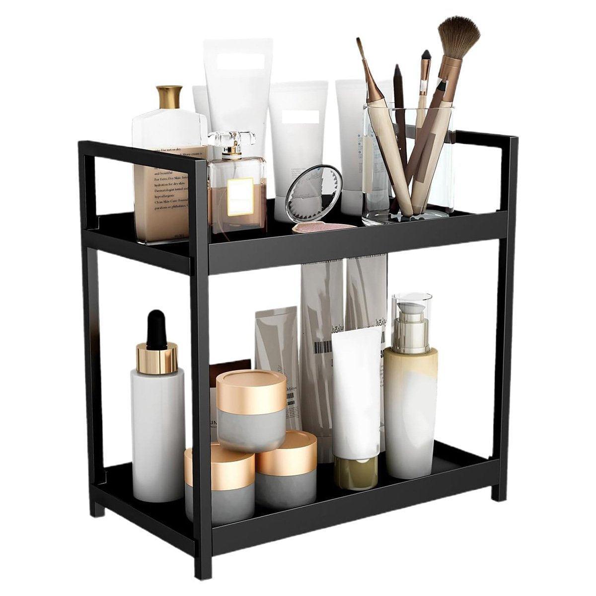 Multi-layer Cosmetic Storage Rack Desktop Organizer for Bathroom Dormitory Use - Black 7