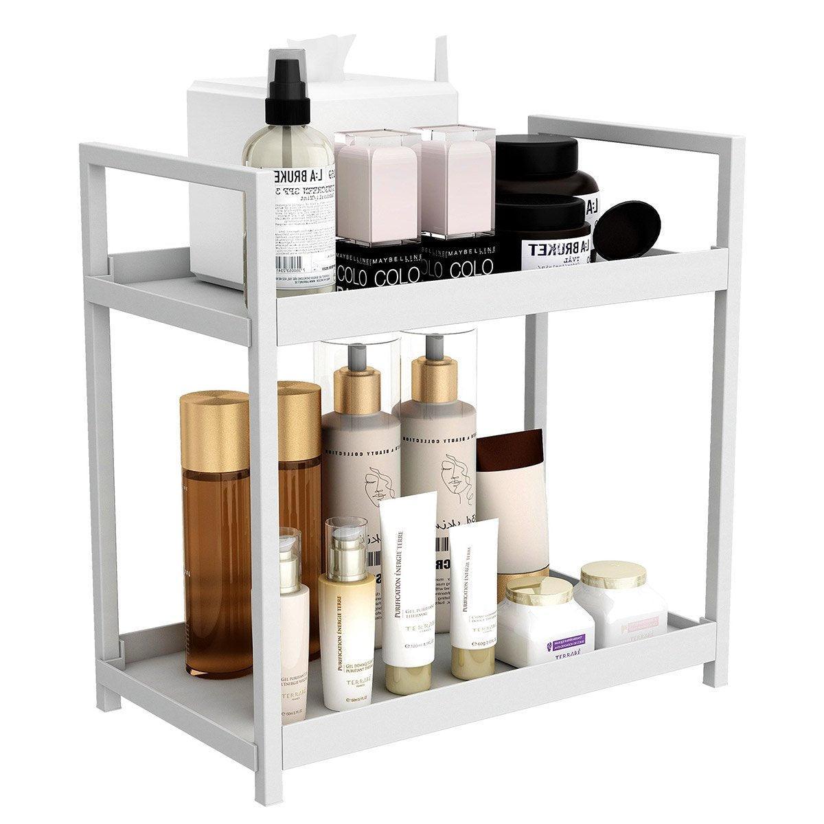 Multi-layer Cosmetic Storage Rack Desktop Organizer for Bathroom Dormitory Use - White 6