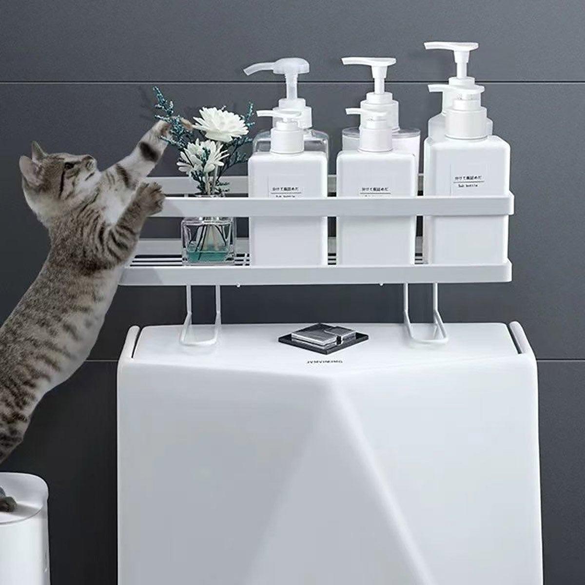 Storage Rack 1Tier Space Saver Over The Toilet Steel Bathroom Shelf Organizer - White 5