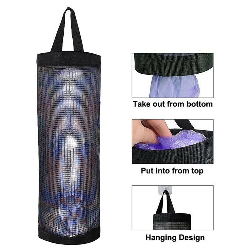 Hanging Mesh Bag Organizer Dispenser for Plastic or Trash Bags Storage Holder - Grey 4
