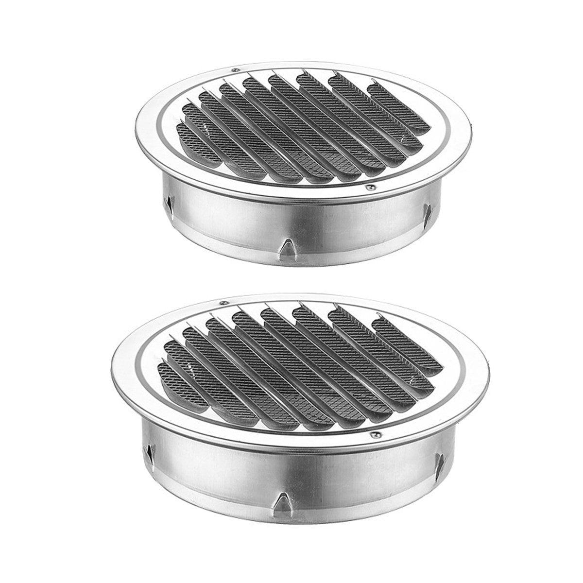 Stainless Steel Exhaust Fan Vent Outlet Flat Hood for Bathroom Kitchen Outlet - 100mm