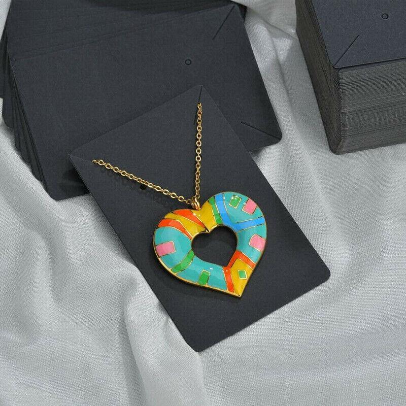 40pcs Jewellery Display Cards Necklace Earring Holder Kraft Paper 6x9cm - Black 3