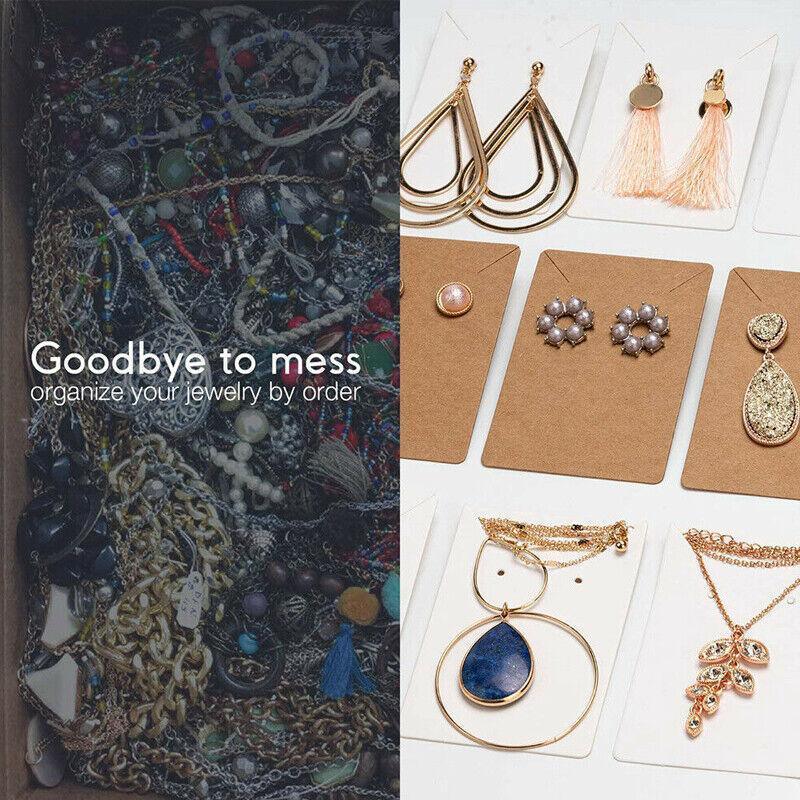 40pcs Jewellery Display Cards Necklace Earring Holder Kraft Paper 6x9cm - White 4